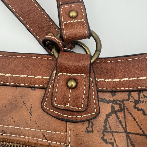 B.O.C Born Concepts World Map Faux Leather Purse Shoulder Handbag Travel - Picture 4 of 10